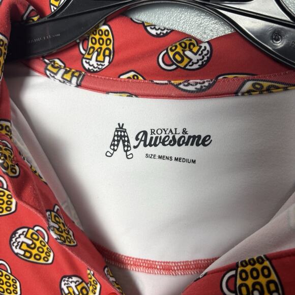 Royal & Awesome Men’s Cheer Red Beer Golf Polo Shirt Mug College Medium Frat - Picture 5 of 7